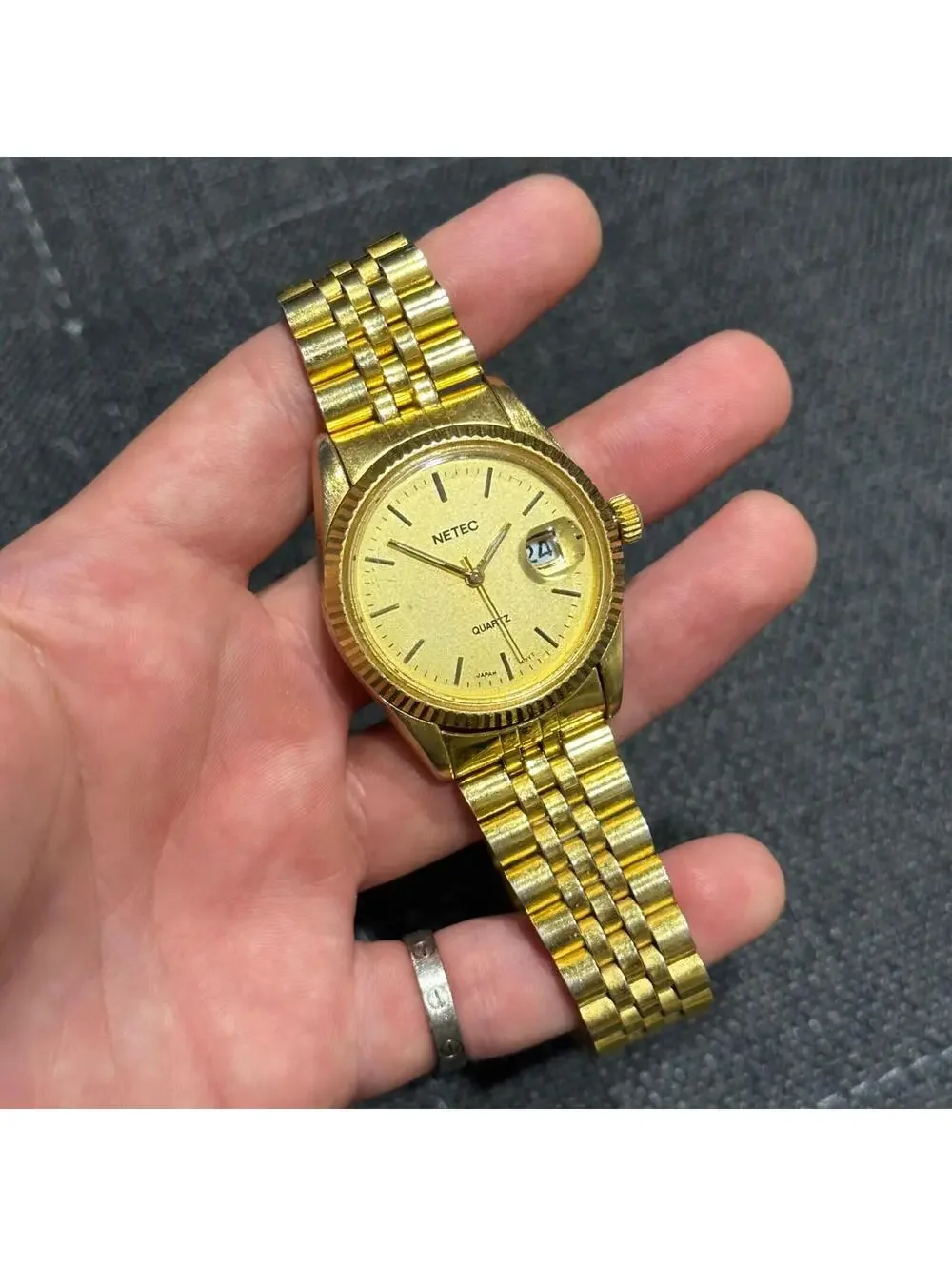 Vintage Netec Womens Gold Tone Watch Needs Battery Japan Movement Quartz